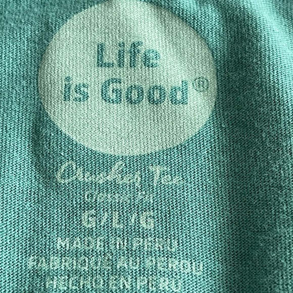 Life is good green long sleeve Christmas fox on a bike. Size large - Picture 6 of 6